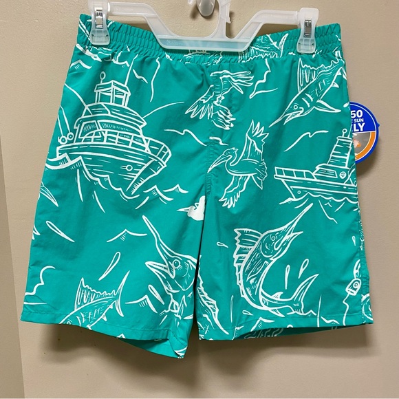 Columbia Green & White Boys Sz L Swim Trunks NWT UPF 50 Omni-Shade PFG - Picture 1 of 7